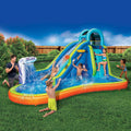 Premium Premium Inflatable Giant Water Slide - Huge Kids Pool (14 Feet Long by 8 Feet High) with Built in Sprinkler Wave and Basketball Hoop - Heavy Duty Outdoor Surf N Splash Adventure Park - Blower Included
