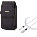 Rugged Durable Canvas Case Holster Metal Belt Clip w Braided Type-C USB Cable 10ft Long Sync Wire E6Q for Samsung Galaxy S8+, S10 Plus 5G Note 9 8 A9 A50 - Sony Xperia XZ3 - Xiaomi Mi 9 - Great Deal!