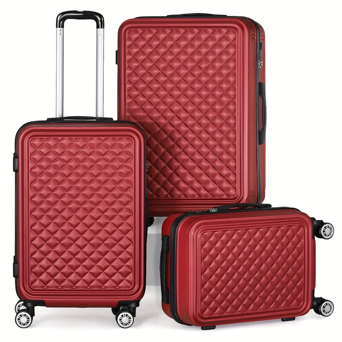 Minimalist Red Hard Shell Travel Luggage Cases For Outdoor Trip, With Spinner Wheels - Great Deal!