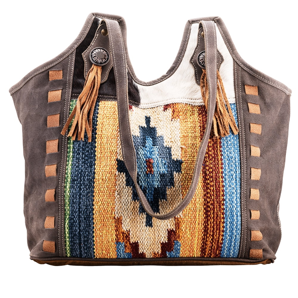 Premium Premium KB OHLAY KB682 TOTE Upcycled Wool Upcycled Canvas Hair-on Genuine Leather women bag western handbag purse - Great Deal! - Great Deal!