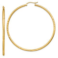 Premium Real 14kt Yellow Gold Satin and Diamond-cut 2mm Round Tube Hoop Earrings; for Adults and Teens; for Women and Men - Great Deal!