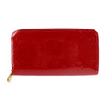 Premium Pre-Owned LOUIS VUITTON Louis Vuitton Zippy Wallet Long M90200 Monogram Vernis Surise Red Round Zipper Zip Gold Metal Fittings (Good)