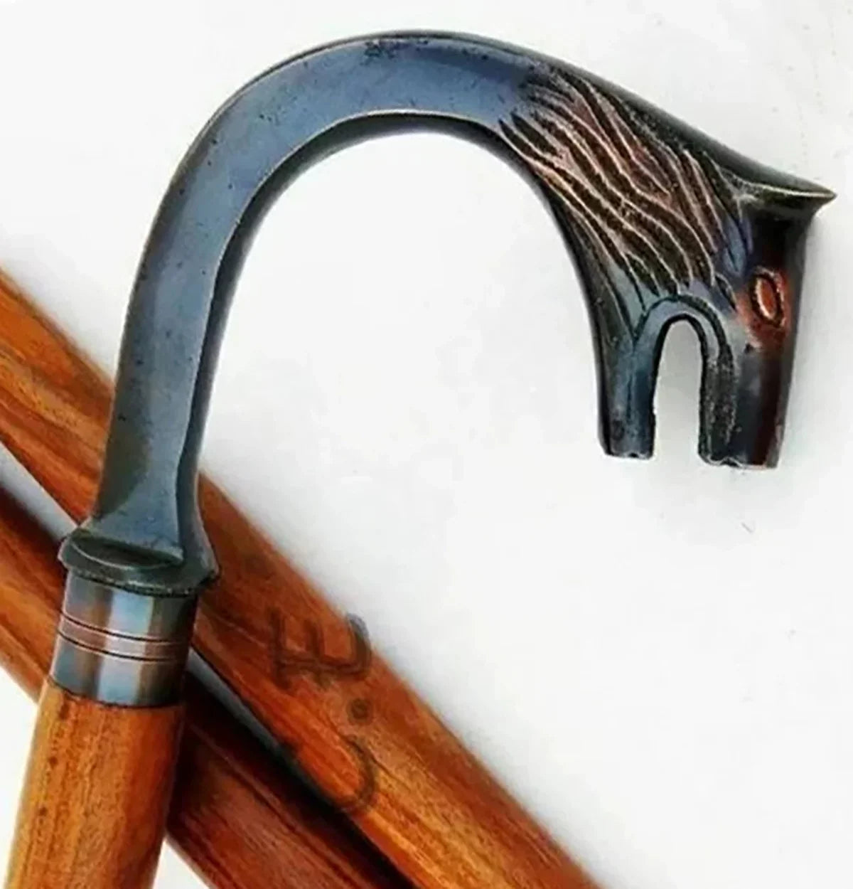 Premium Premium Premium Walking Stick Beautiful Antique Plated Solid Brass Elephant Handle Walking Canes & Crutches Buffed Polished Cane for Men & Women Brown Inlayed Shaft - Great Deal!