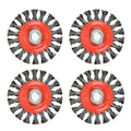 4 Pack Brush, 4 Inch Twist Knotted Wire Cup Brush, Twist Wire Wheel for Grinders, 5/8"-11 UNC