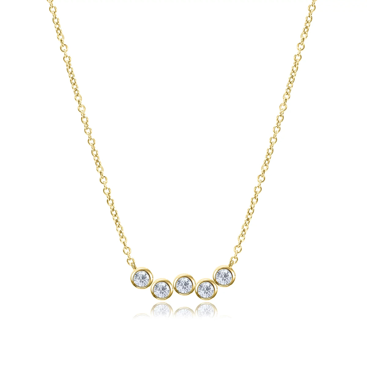 Blue Box Boutique Inc Gold Cubic Zirconia Rippled Bar Pendant Necklace for Women - Great Deal!