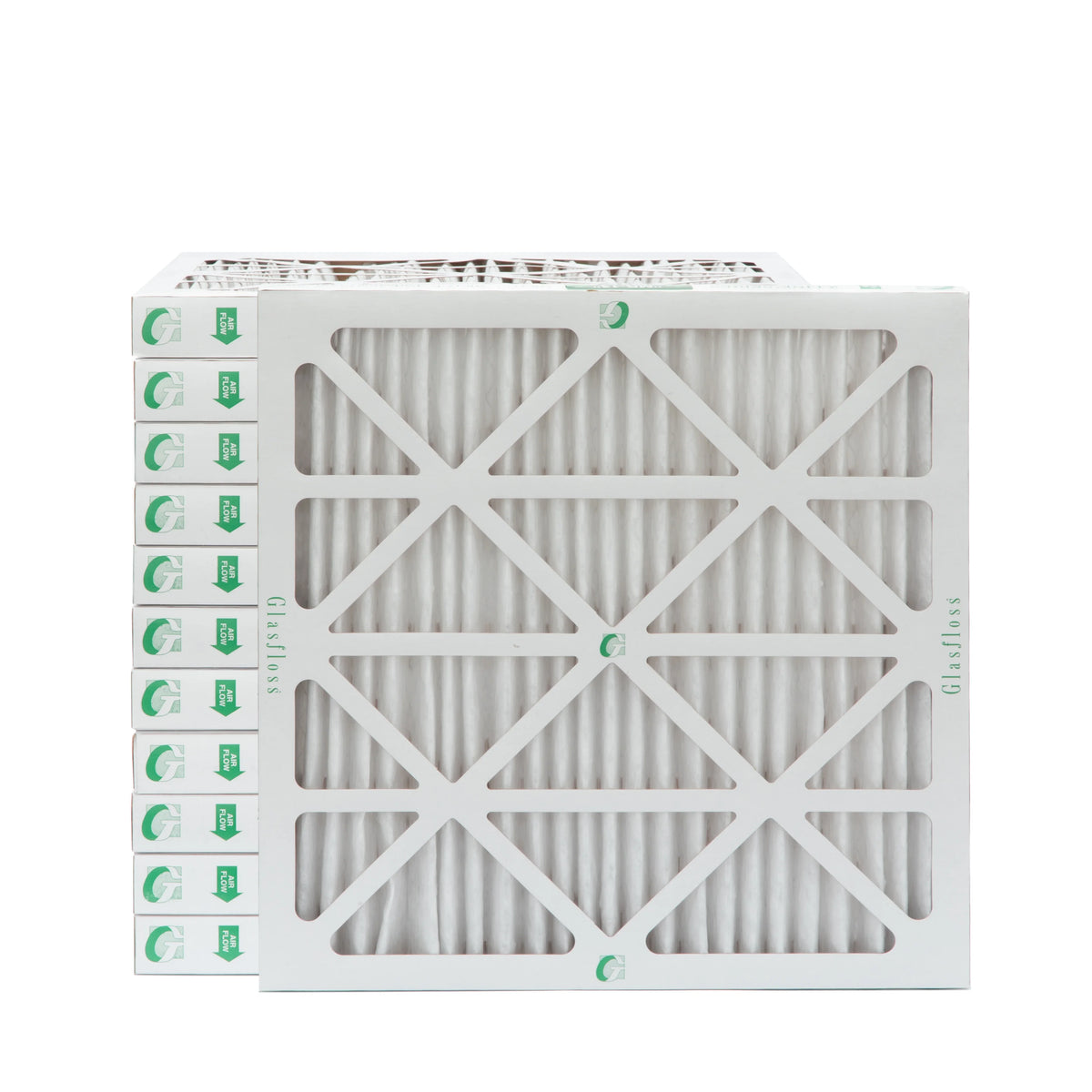 Premium 12 Pack of 24x24x2 MERV 13 Pleated 2" Inch Air Filters by Glasfloss. Actual Size: 23-3/8 x 23-3/8 x 1-3/4 - Great Deal!