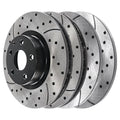 Premium AutoShack Front and Rear Drilled Slotted Brake Rotors Black Set of 4 Replacement for 2016 2017 2018 2019 2020 2021 2022 Mazda CX-5 2.0L 2.5L AWD FWD BRKPK200