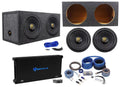 Premium Premium (2) Rockville W12K9D2 V3 12" 8000 Watt Subwoofers+Sealed Sub Box+Mono Amplifier+Amp Kit - Great Deal!