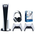 Premium Sony Playstation 5 Disc Version Console with Extra White Controller, White PULSE 3D Headset and Surge PowerPack Battery Pack & Charge Cable Bundle - Great Deal! - Great Deal!