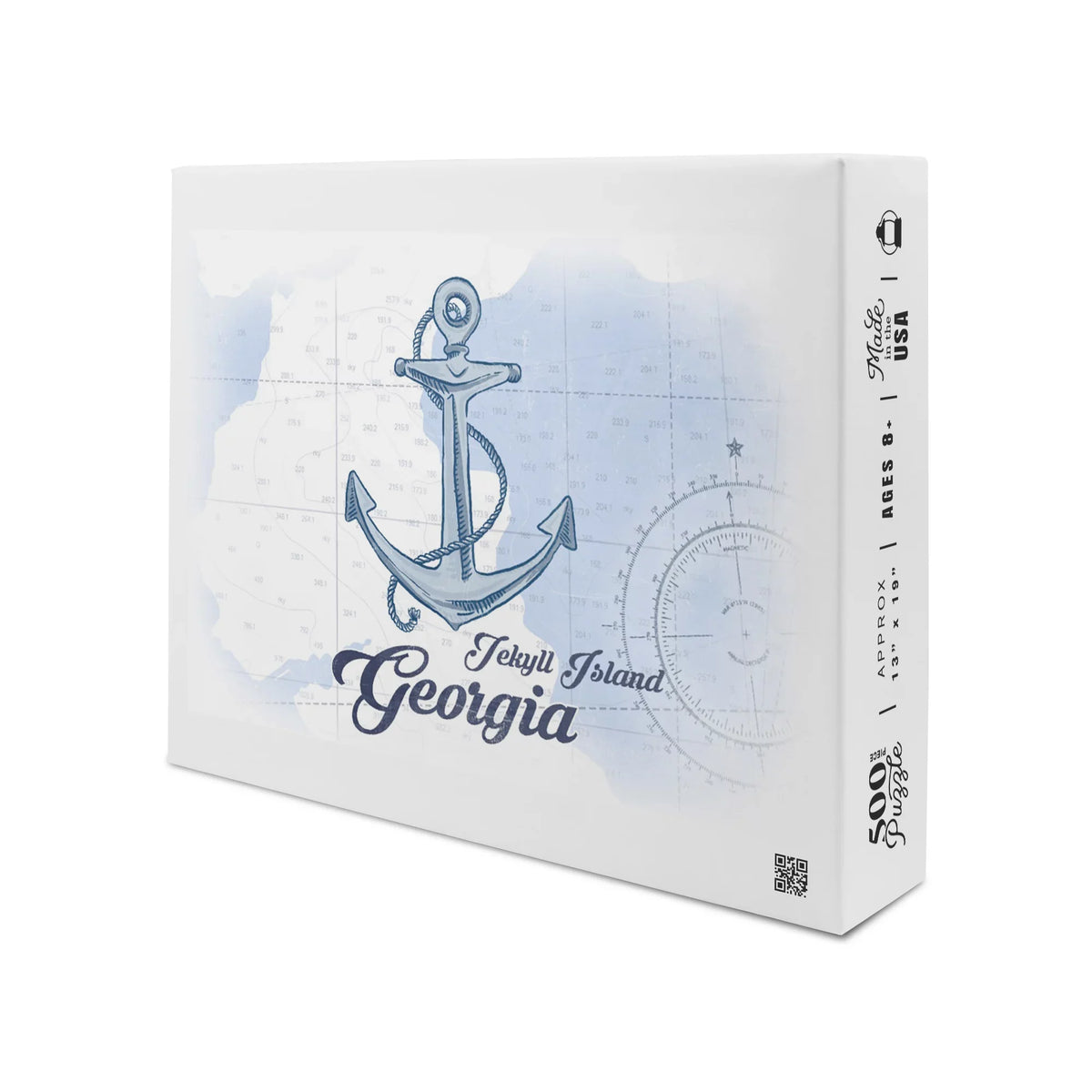 Premium Premium Jekyll Island, Georgia, Anchor, Blue, Coastal Icon (19x27 inches, Premium 500 Piece Jigsaw Puzzle for Adults and Family, Made in USA) - Great Deal!