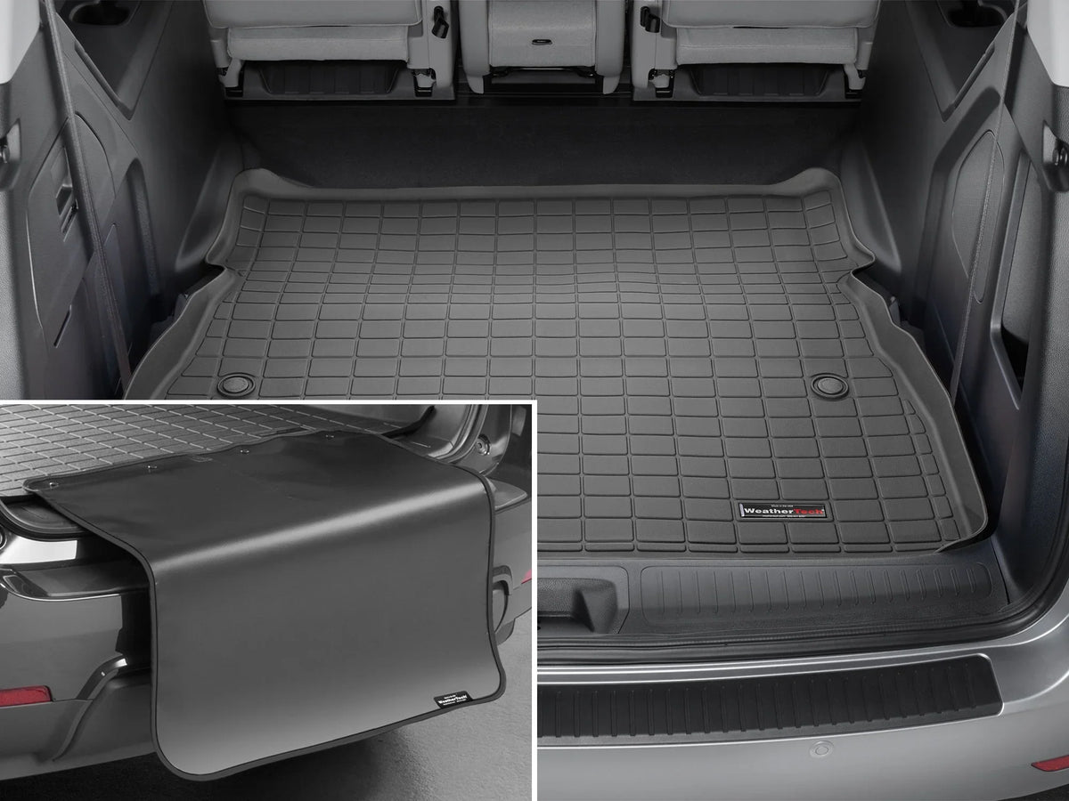 Premium Premium WeatherTech Cargo Trunk Liner with Bumper Protector compatible with 2018-2024 Honda Odyssey - Behind 2nd Row Seating With Bumper Protector, Black - Great Deal!