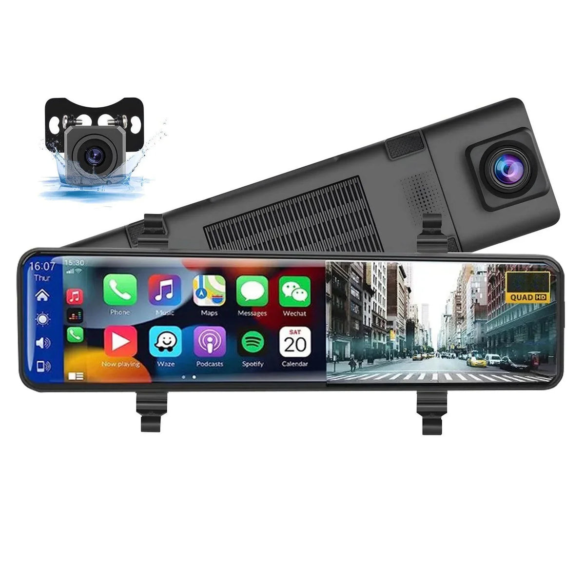 Premium 4K Mirror Dash Cam with Wireless Apple Carplay&Android Auto,11.26" Voice Control Rear View Mirror View Cameras,WiFi recording, FM Transmitter,Night Vision,Parking Assistance, WDR/HDR,Loop Recording - Great Deal!
