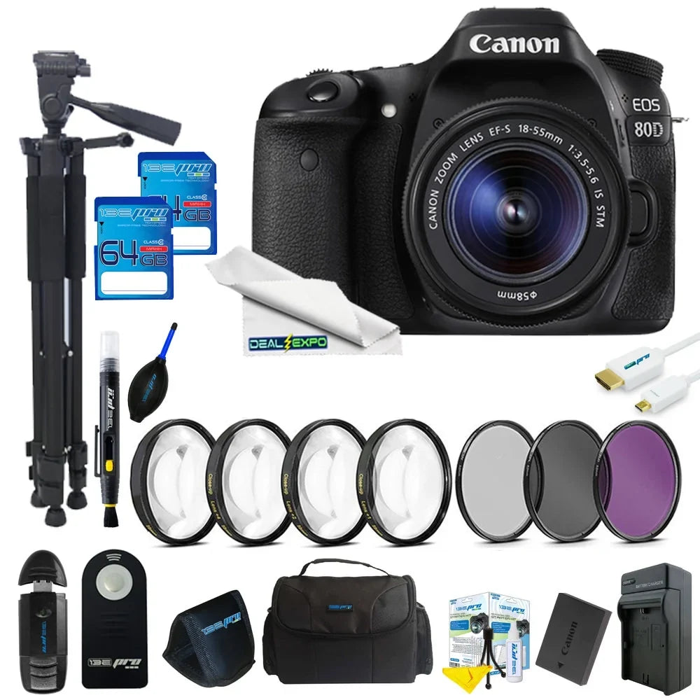 Premium Canon EOS 80D DSLR Camera with 18-55mm Lens + 64GB Expo Advanced Kit - Great Deal! - Great Deal!