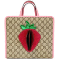 Premium Pre-owned GUCCI Kids Strawberry GG Supreme Canvas Tote Bag Beige 630589 - Great Deal! - Great Deal!
