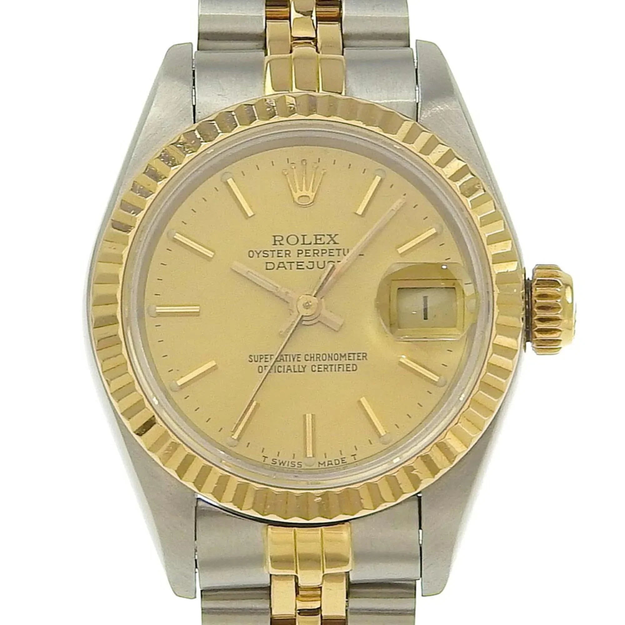 Pre-Owned Rolex Datejust combination automatic watch champagne gold dial 98 series 54g 79173 2023/09 (Like New) - Great Deal!
