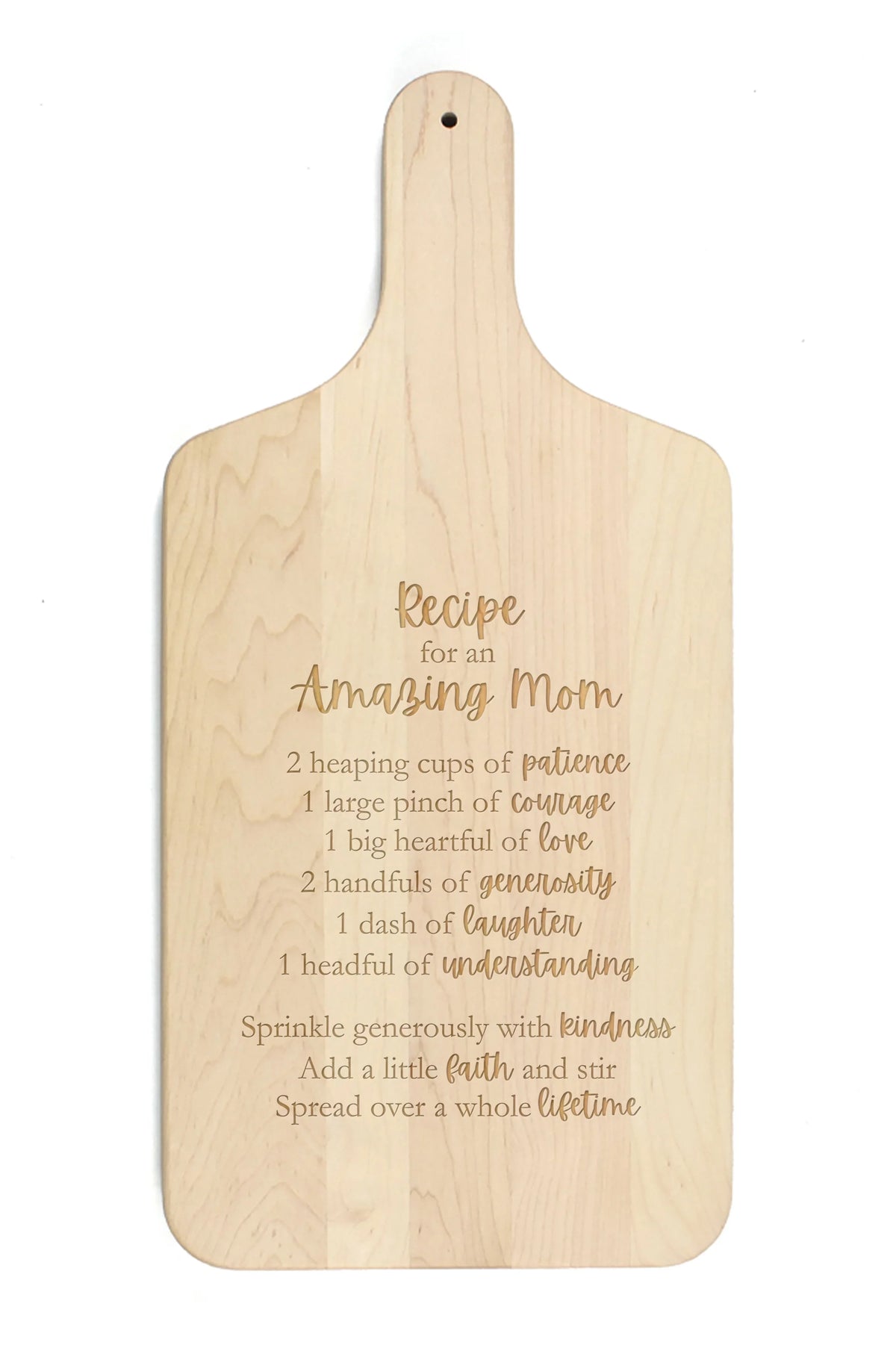 Premium Premium Creative Products Recipe for an Amazing Mom 8 x 17 Maple Paddle Cutting Board