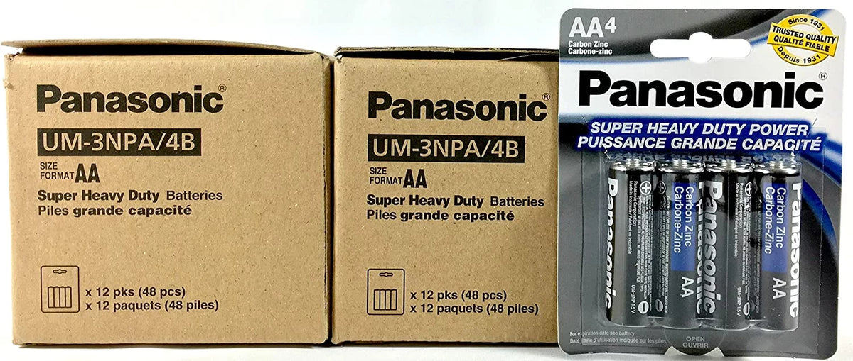 Premium Premium Premium 100pc Panasonic AA Batteries Super Heavy Duty Power Carbon Zinc Double A Battery 1.5v - Great Deal!