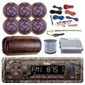 Premium Pyle Marine DIN Wireless MP3 USB AUX Camo AM/FM Radio, 6x 6.5" Waterproof Camouflage LED Speakers, Elite Series 4-Channel Amplifier, Stereo Cover, Enrock Antenna, 18-G 50 Ft Wire, Amp Install Kit - Great Deal!