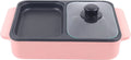 Premium MONIPA 2 in 1 Portable Electric Hot Pot Barbecue Grill Barbecue Hotpot Pan, Non-Stick Stainless Steel Pan (Pink) - Great Deal!