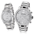 Premium His and Hers Watches: Stainless Steel Diamond Watch Set 3.5ct - Great Deal! - Great Deal!