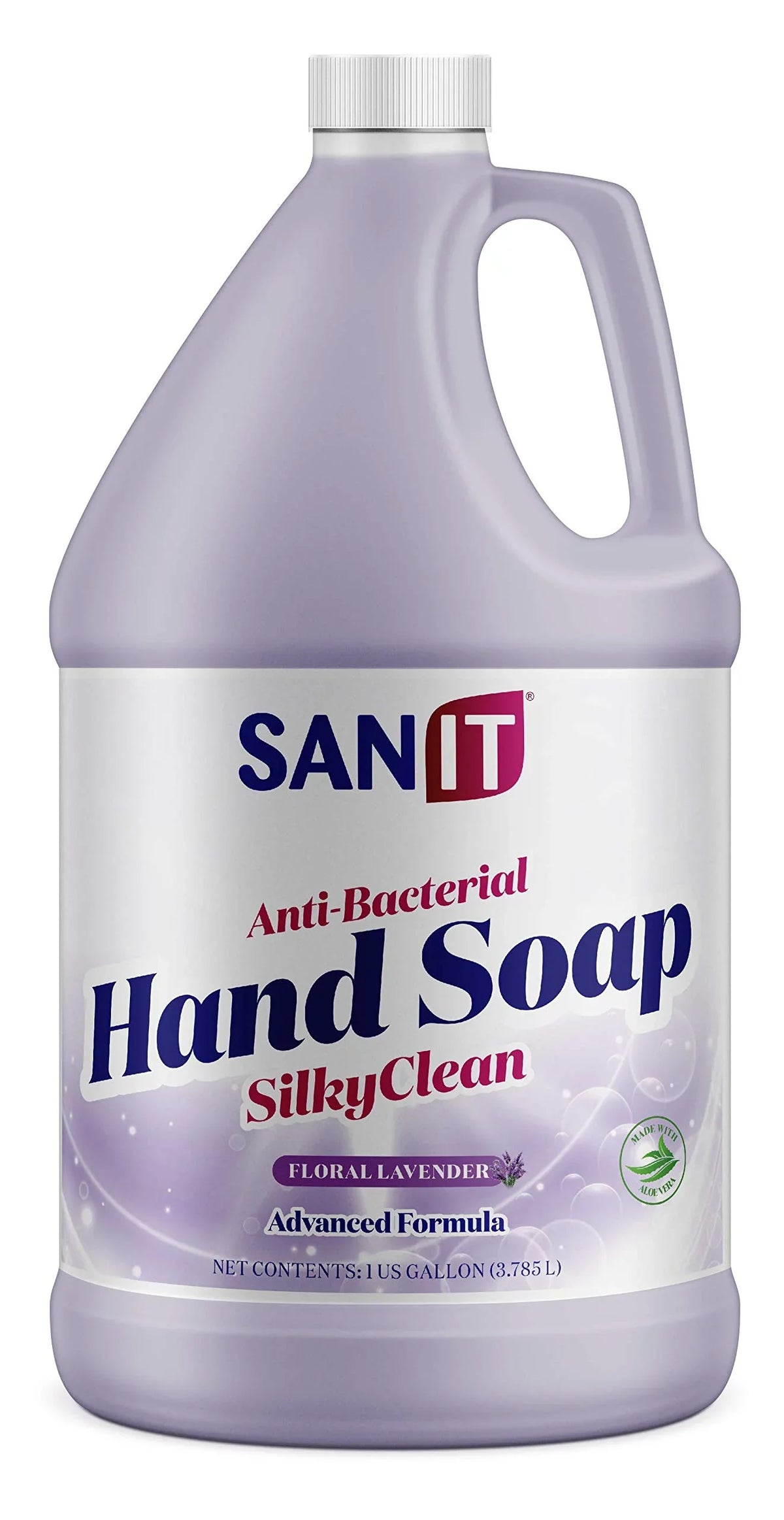 Premium Sanit Silky Clean Antibacterial Liquid Gel Hand Soap Refill - Advanced Formula with Coconut Oil and Aloe Vera - All-Natural Moisturizing Hand Wash - Made in USA, Lavender, 1 Gallon - Great Deal! - Great Deal!