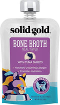 Premium Solid Gold Bone Broth Meal Toppers for Cats - Nutrient Rich Wet Cat Food Meal Toppers with Tuna Shreds to Promote Hydration - Easy to Serve Grain Free Cat Food Gravy 12 Pack