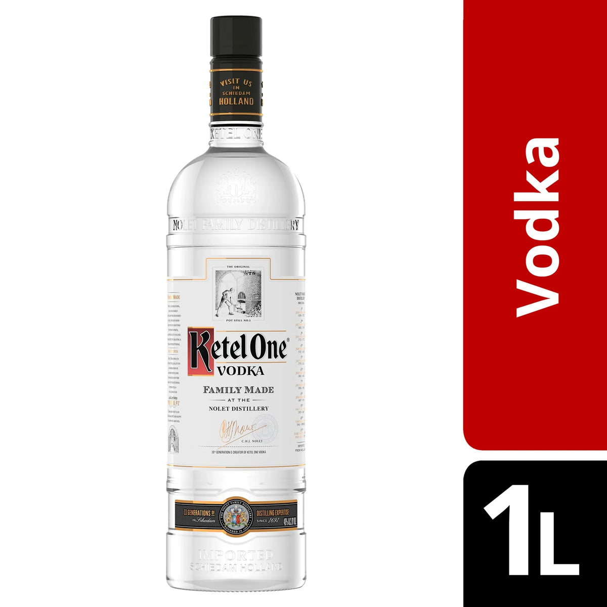 Premium Ketel One Vodka, 1 L, 40% ABV - Great Deal!