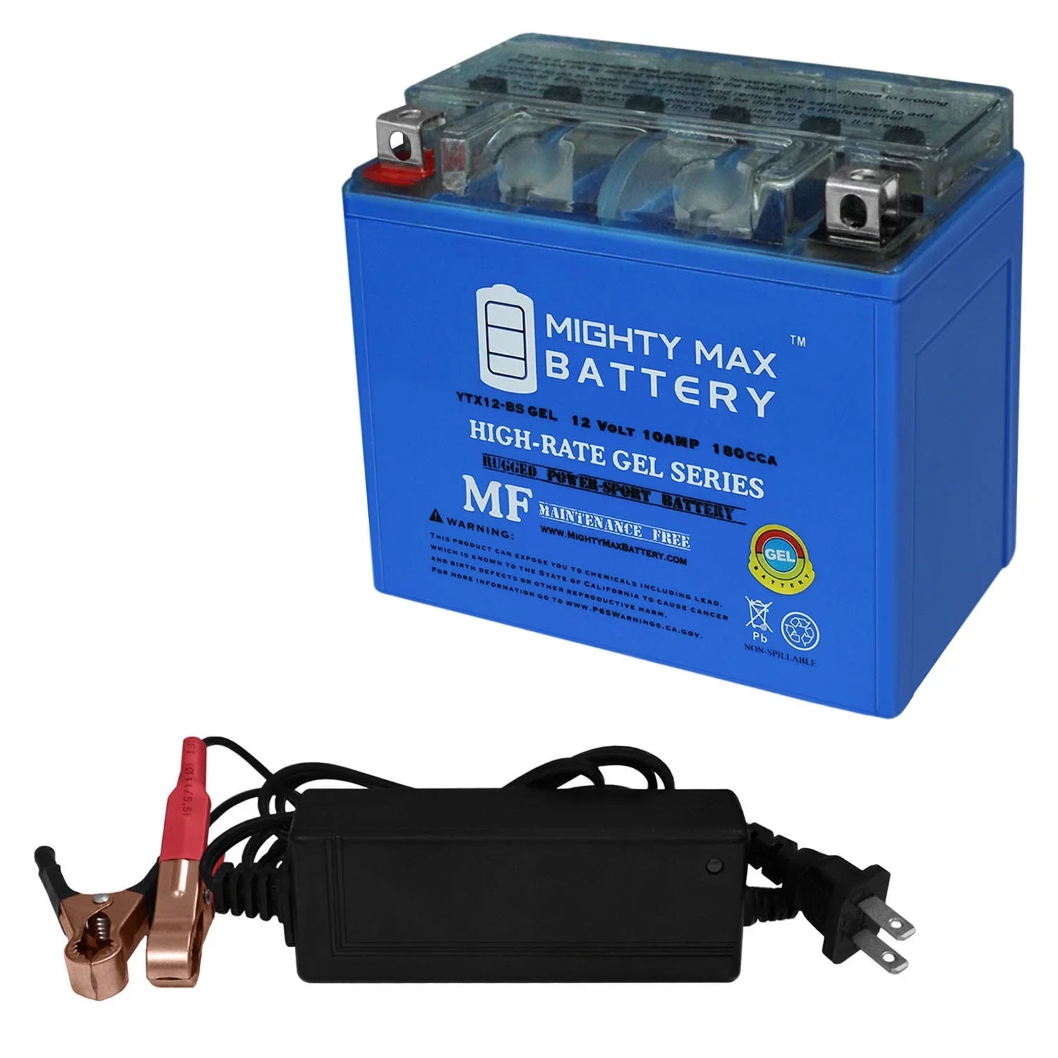 YTX12-BS GEL Replaces Suzuki GSX-R1000 01-04 + 12V 2Amp Charger - Great Deal!