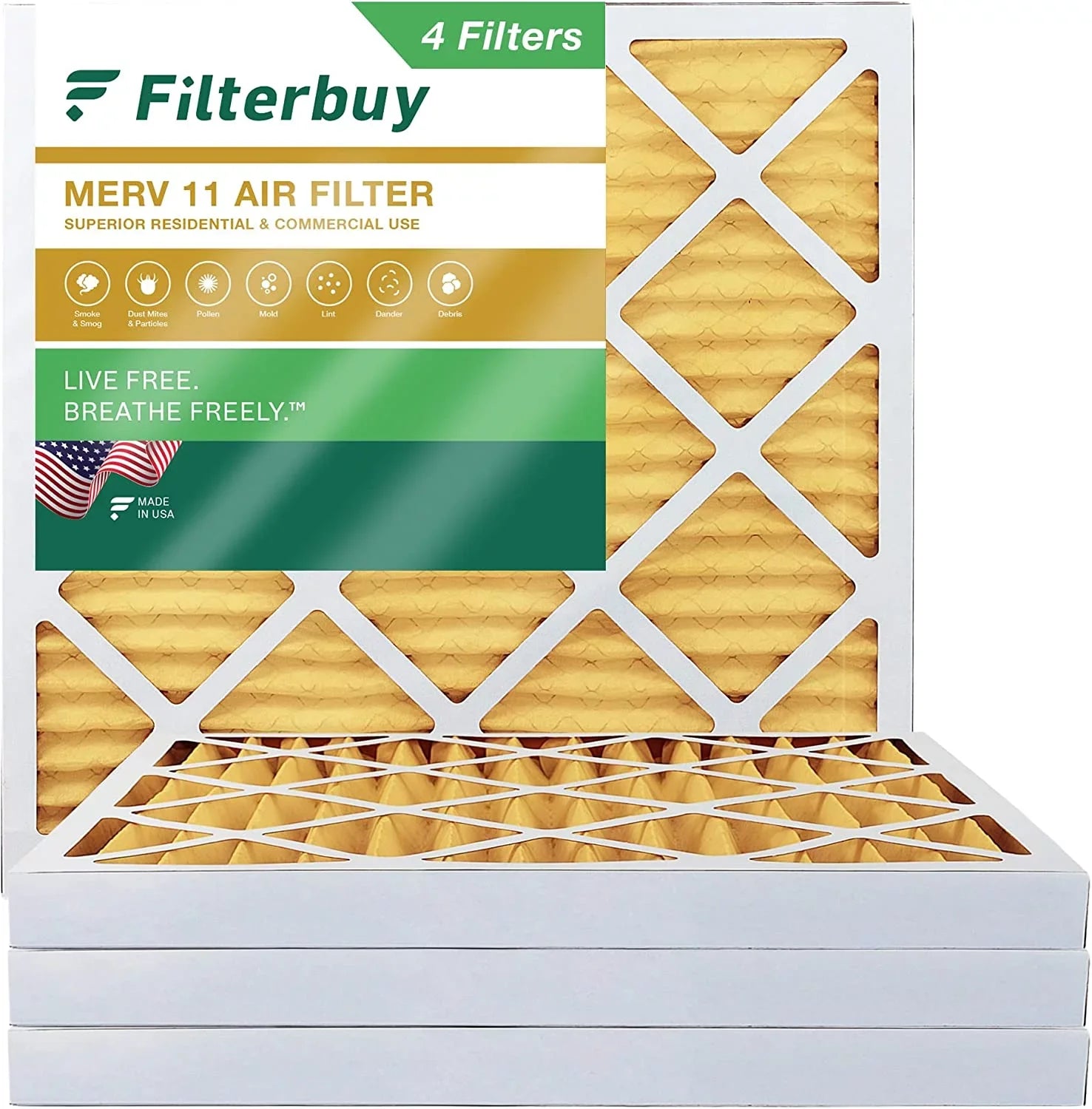 Premium Filterbuy 24x24x2 MERV 11 Pleated HVAC AC Furnace Air Filters (4-Pack) - Great Deal!