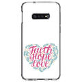 Premium DistinctInk Clear Shockproof Hybrid Case for Samsung Galaxy S10e (5.8" Screen) - TPU Bumper, Acrylic Back, Tempered Glass Screen Protector - Faith / Hope / Love - Floral - Great Deal! - Great Deal!
