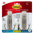 Premium Command Bath Large Satin Nickel Double Hooks, 2pk - Great Deal!