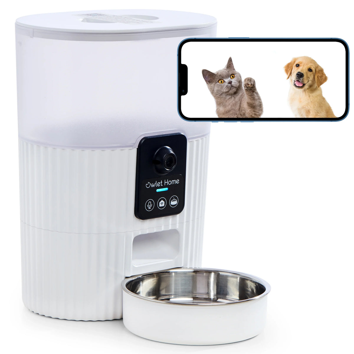 Premium Premium Premium Owlet Home Smart Automatic Pet Feeder with 1080P HD Camera for Cats & Dogs (3.5L), WiFi, Live Video, Auto Night Vision, 2-Way Audio, Works with Alexa & Google Assistant, Motion Alert, No Monthly Fee