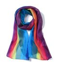 Premium Invisible World Women's 100% Mulberry Silk Scarf Long Hand Painted Rainbow - Great Deal! - Great Deal!