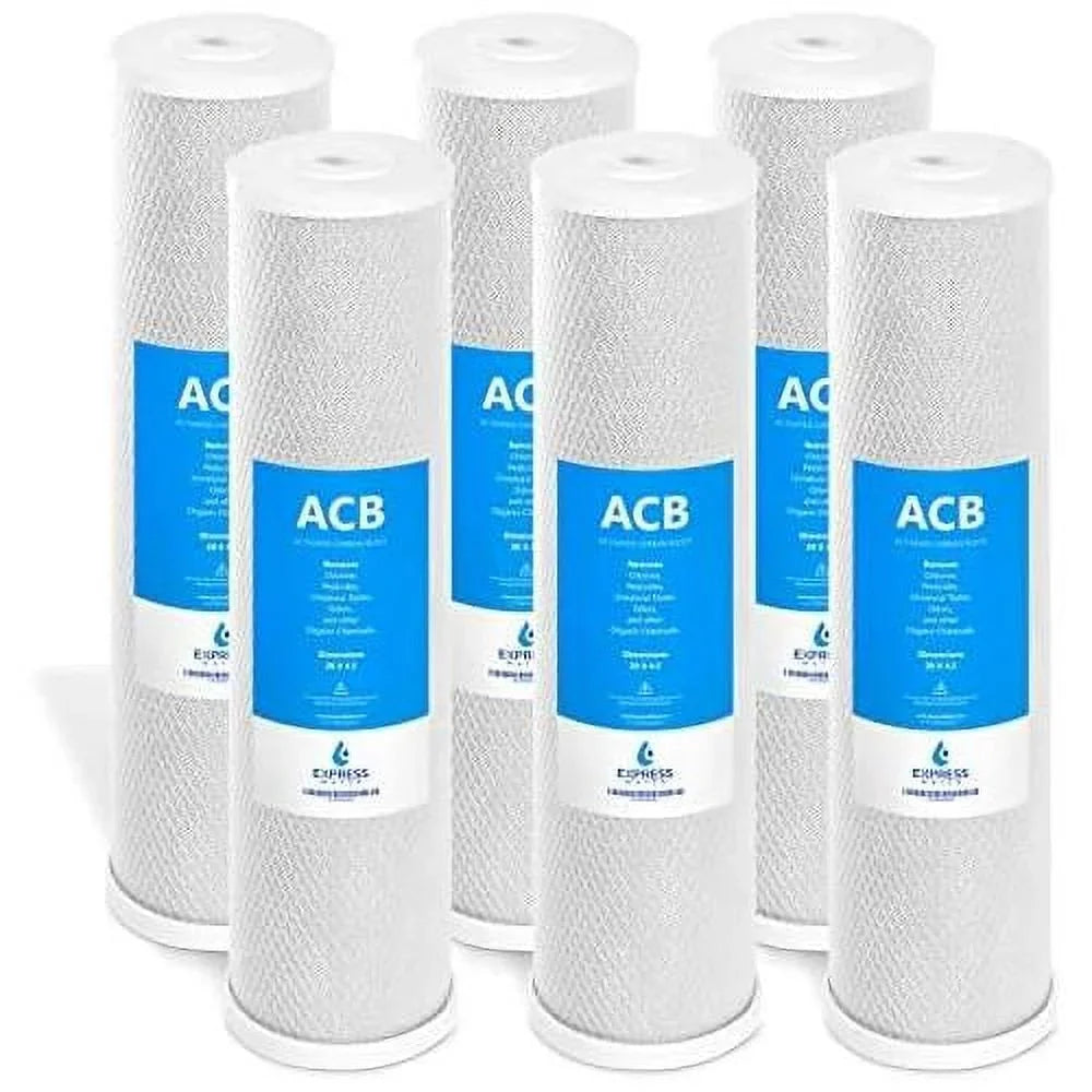 6 pack water filter activated carbon block replacement filter acb large capacity water filter whole house filtration 5 micron water filter 4.5â x 20â inch - Great Deal!